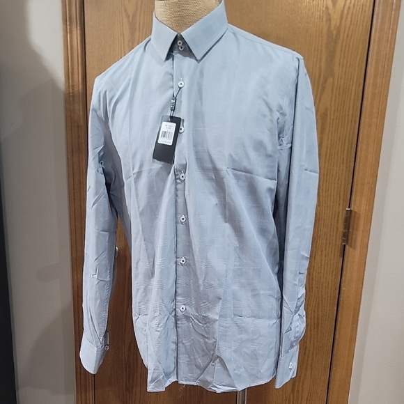 Rosso Milano NWT Men's Classic Gray Dress Shirt - Picture 4 of 9